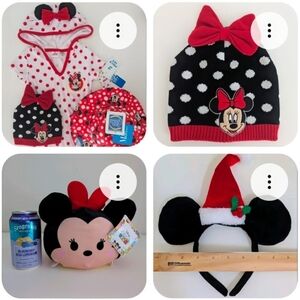 NWT 5 Pc Girls 4T Disney Minnie Mouse Swim Dress Hoodie Sun Hat Beanie Tsum Tsum